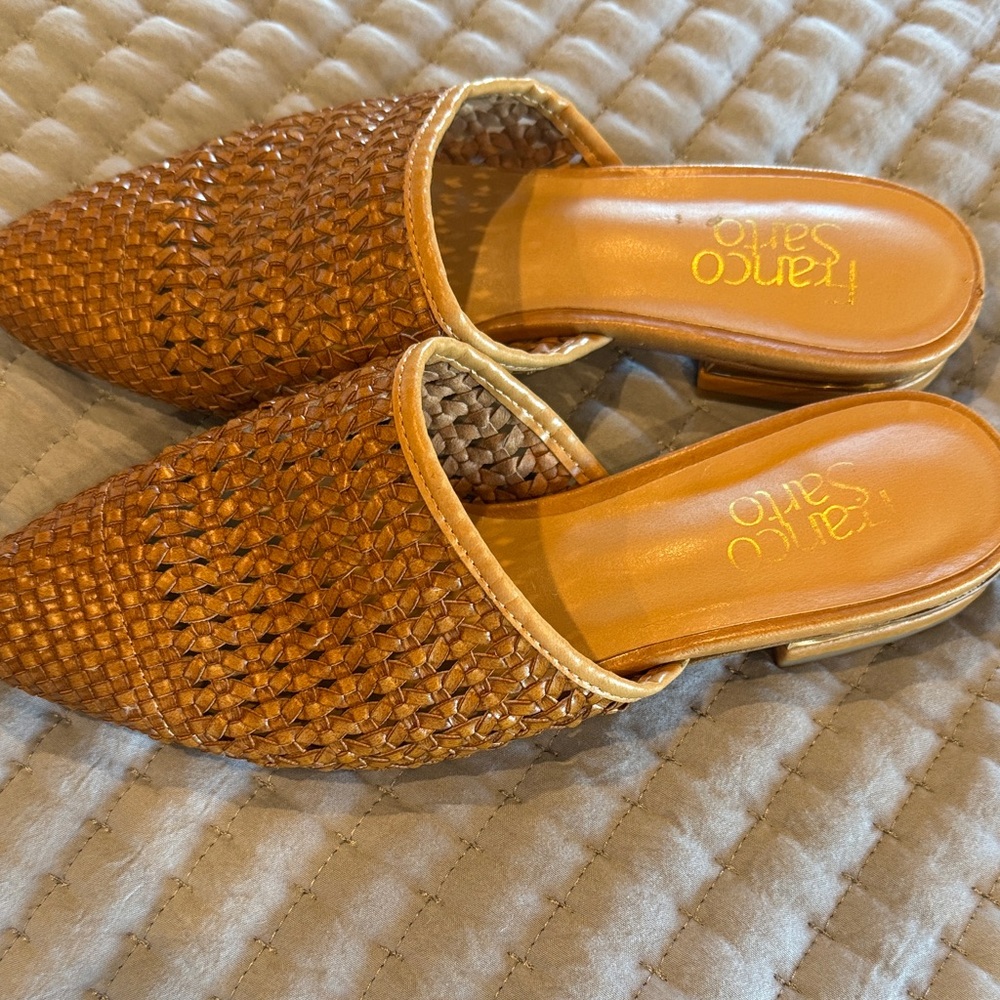 Franco Sarto Tan Woven Mules